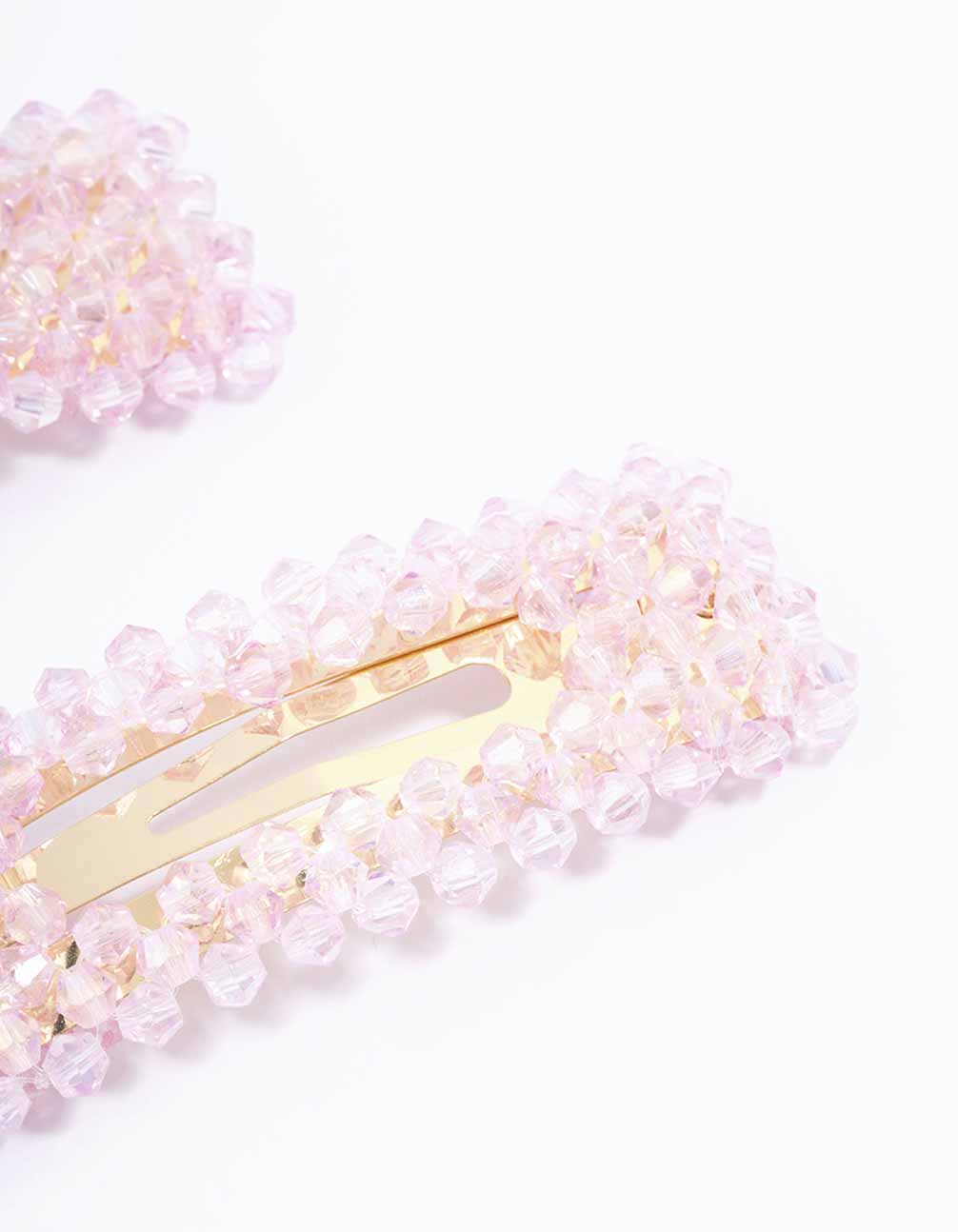 Pink Facet Beaded Hair Clip Pack - Image 3