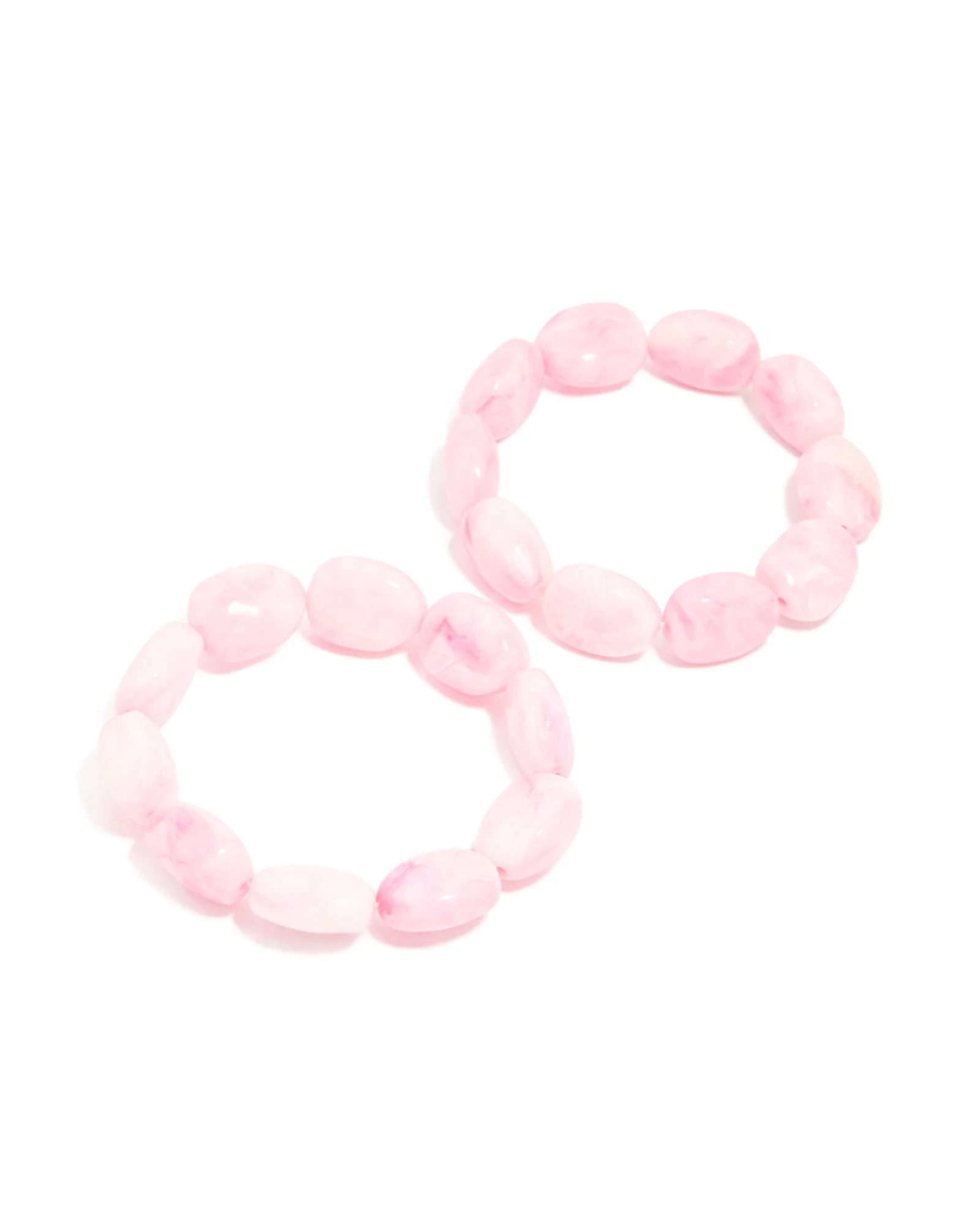 Pink Oval Beaded Stretch Bracelets 2-Pack