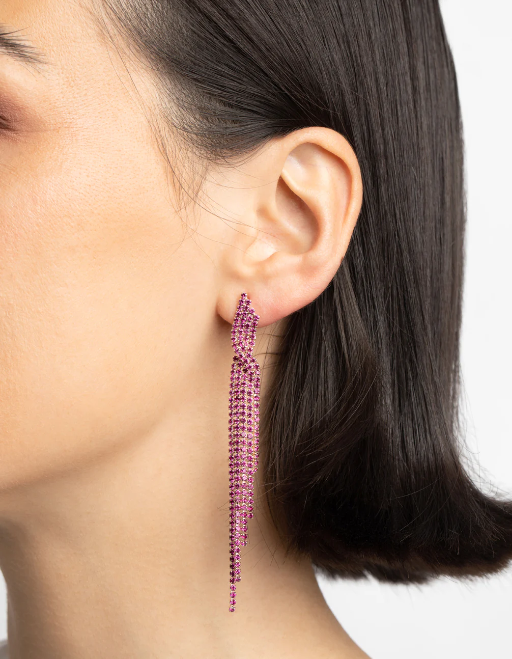 Fuchsia Twisted Drop Earrings - Image 2