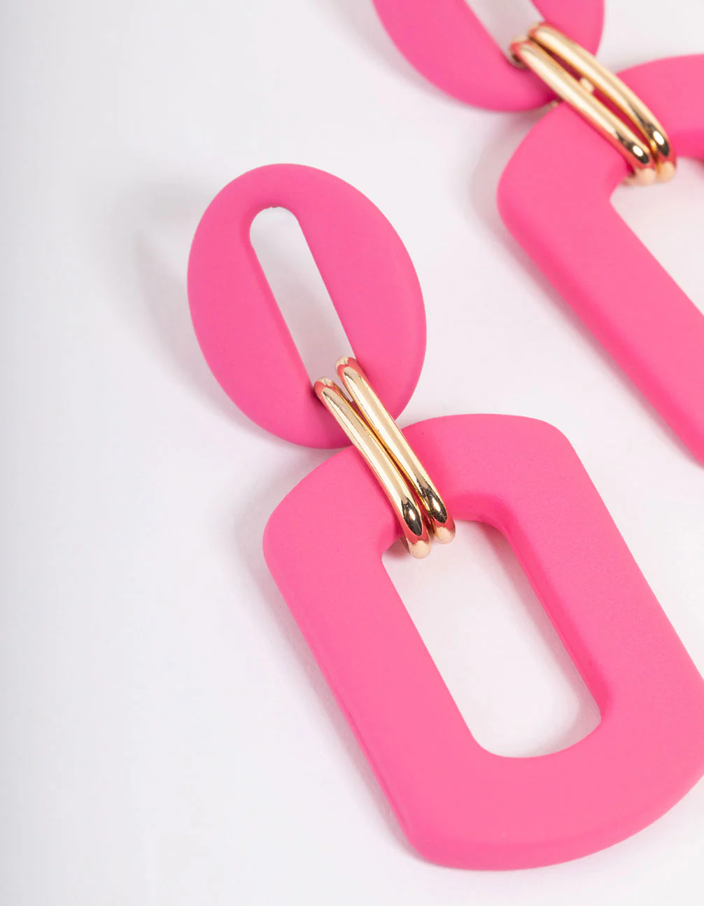 Gold Mini Rubber Link Drop Earrings - Image 2