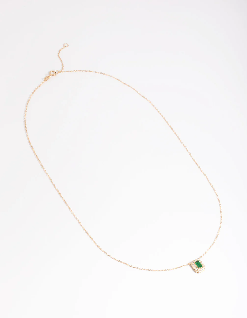 Gold Plated Sterling Silver Green Baguette Necklace - Image 2