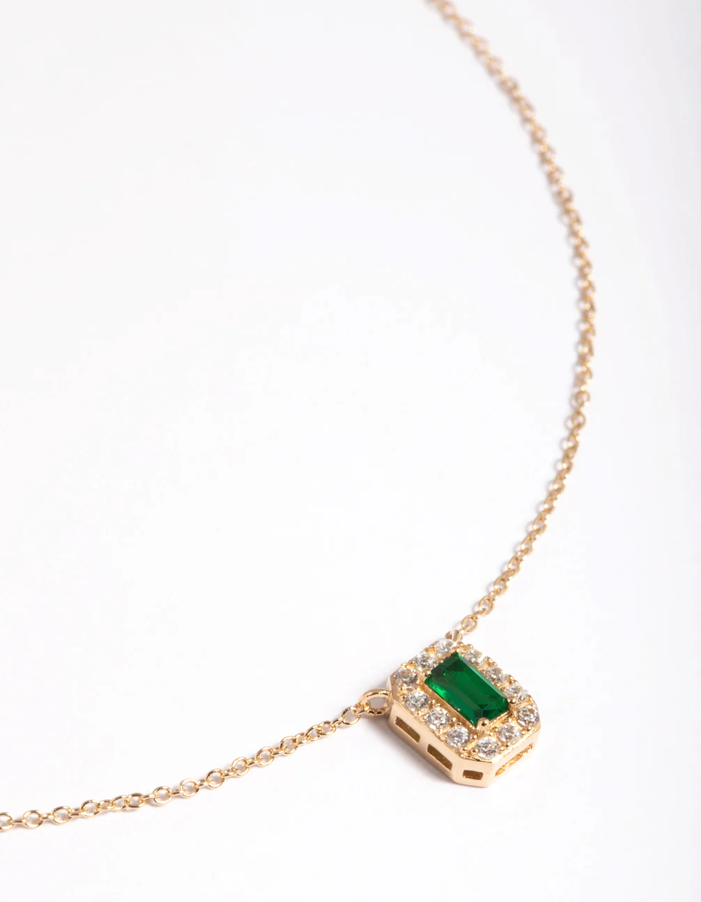 Gold Plated Sterling Silver Green Baguette Necklace - Image 4