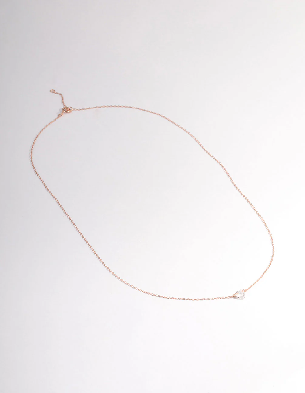 Rose Gold Plated Sterling Silver Cubic Zirconia Floating Heart Necklace - Image 2