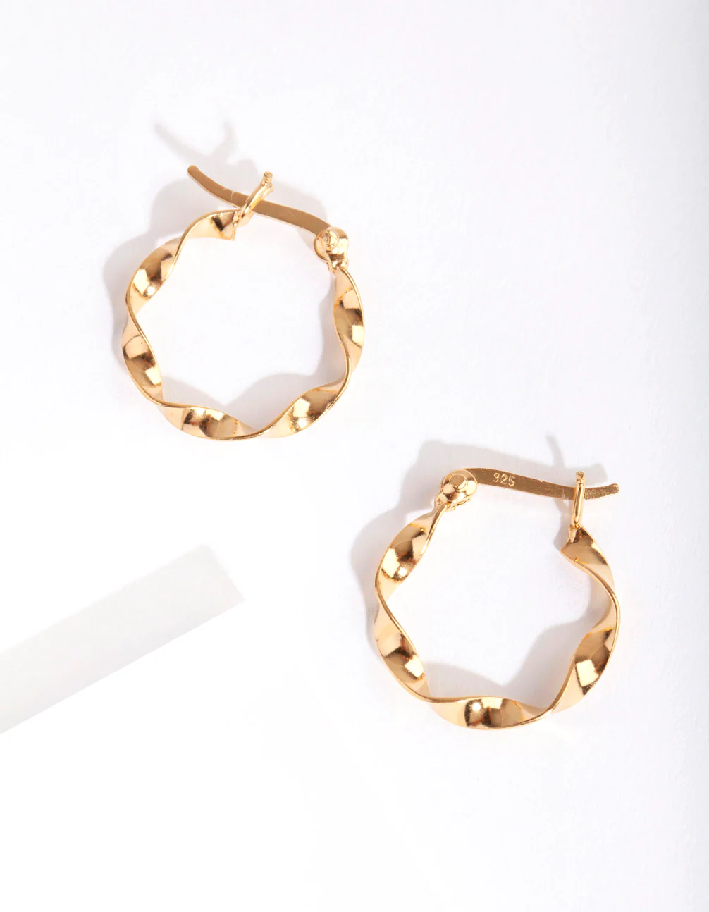 Gold Plated Sterling Silver 15mm Twist Hoop Earrings