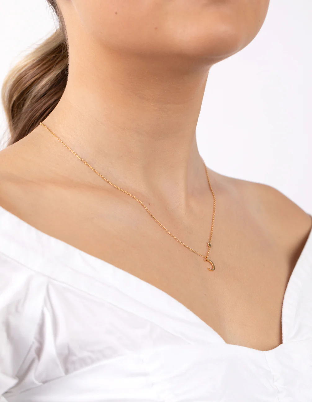 Gold Plated Sterling Silver Asymmetrical Celestial Necklace - Image 2