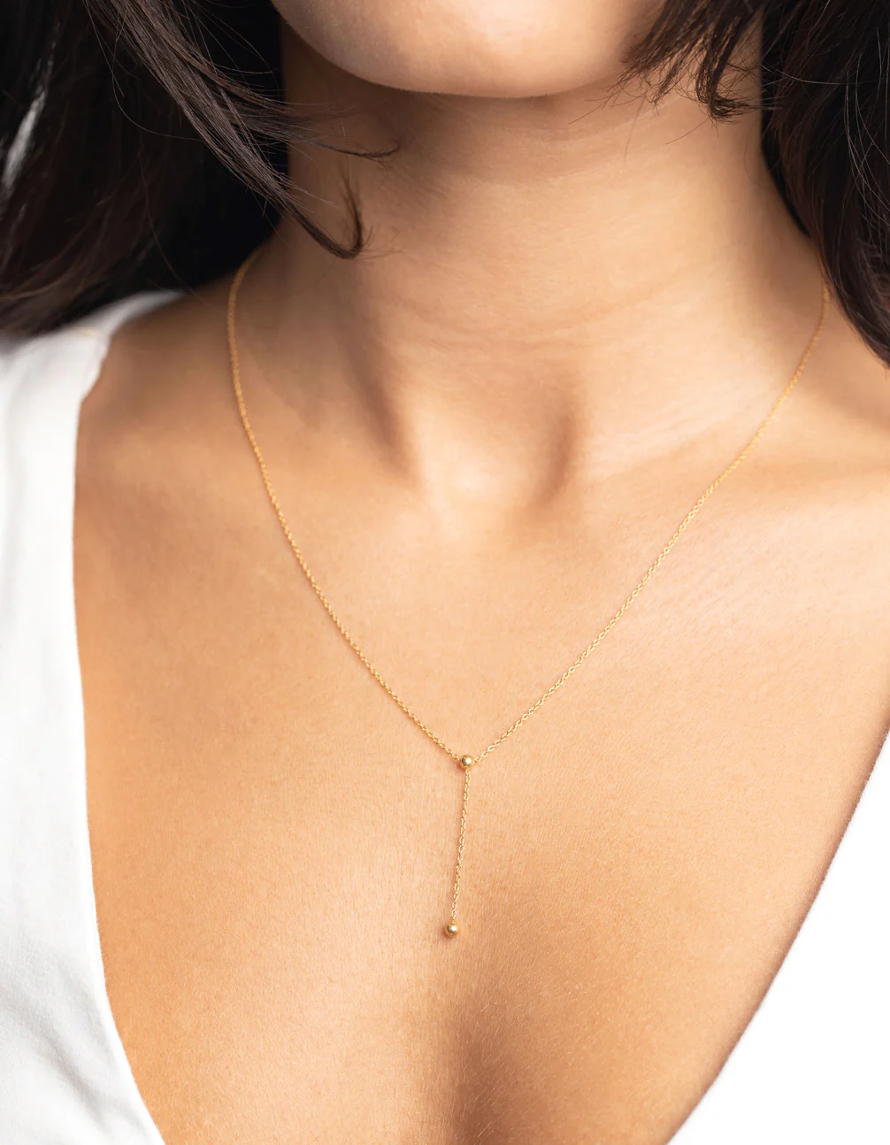Gold Plated Sterling Silver Lariat Necklace - Image 2