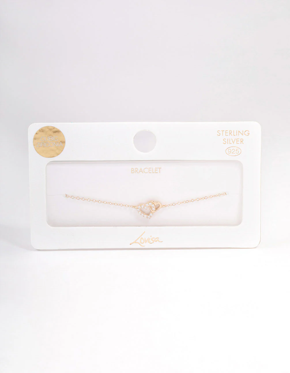 Gold Plated Sterling Silver Cubic Zirconia Heart Link Bracelet - Image 3