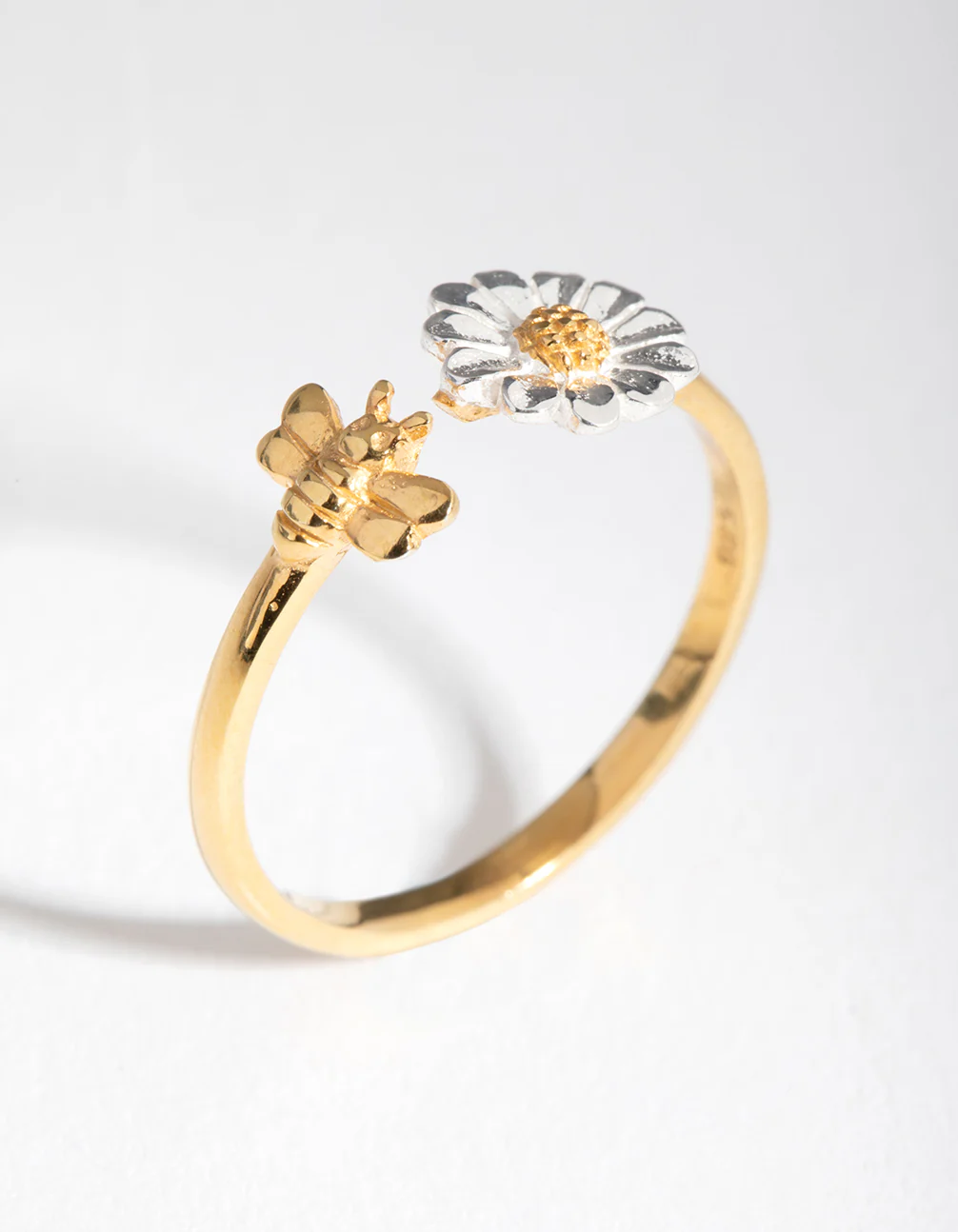 Gold Plated Sterling Silver Daisy Bee Open Ring - Image 4