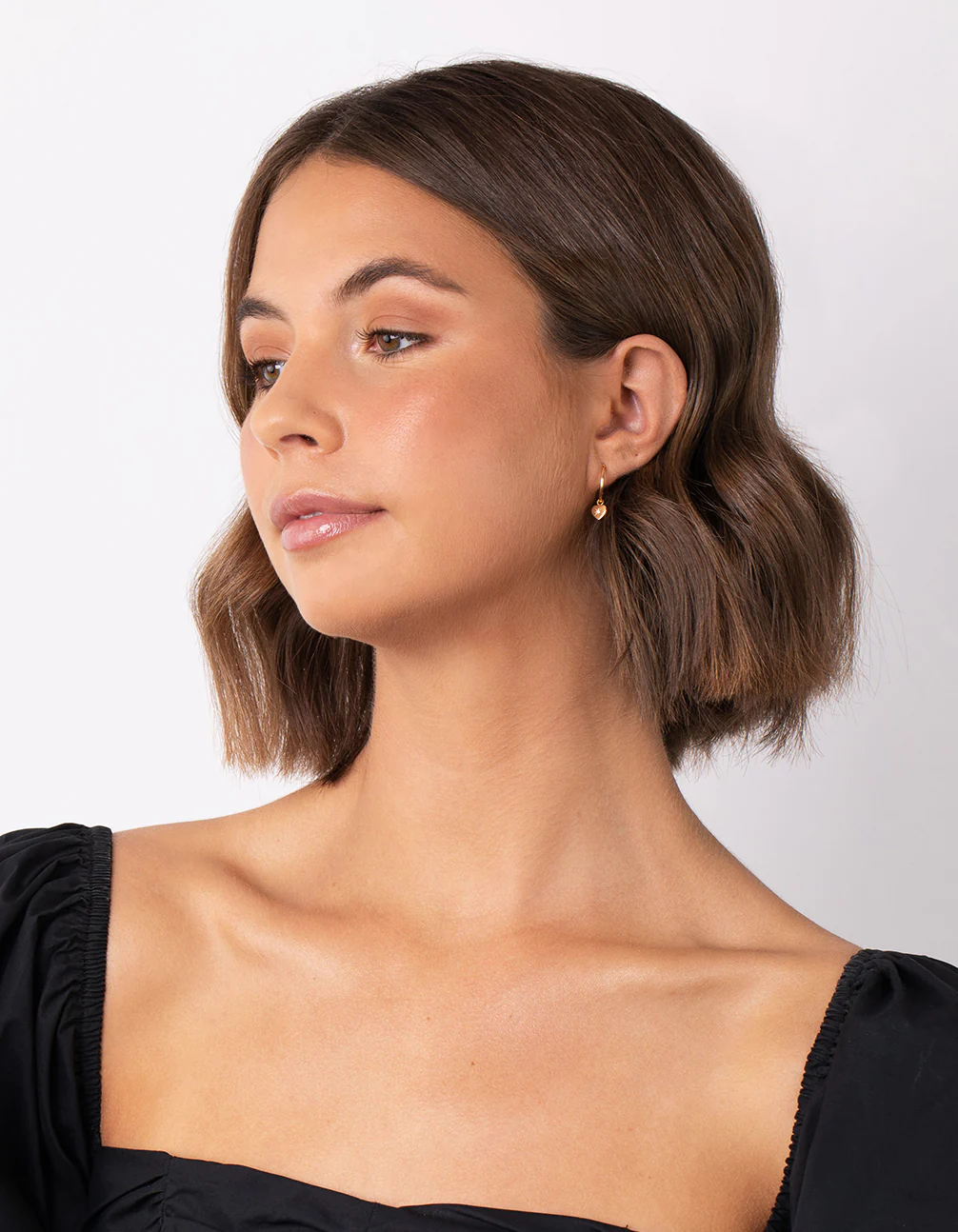 Gold Plated Sterling Silver Mini Heart Hoop Earring - Image 5