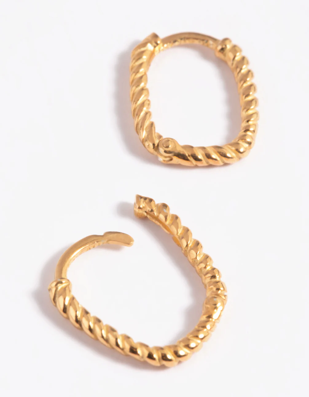 Gold Plated Sterling Silver Twisted Huggie Hoop Earrings - Image 3