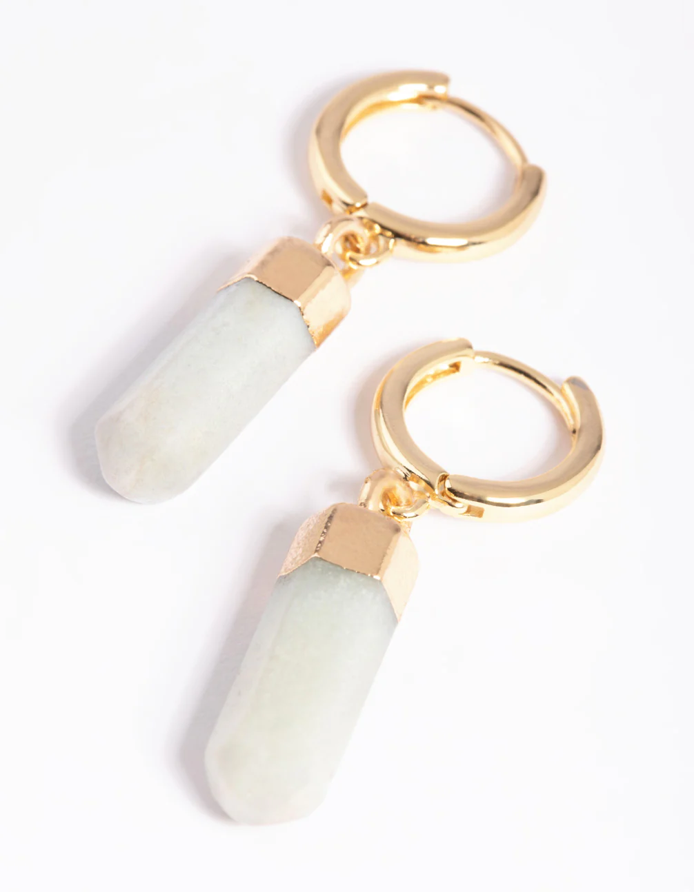 Gold Plated Amazonite Huggie Hoop Earrings - Image 4