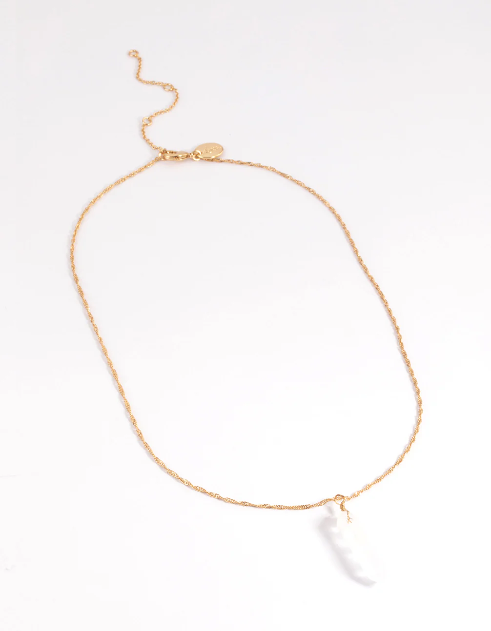 Gold Plated Clear Quartz Shard Twist Necklace - Image 2