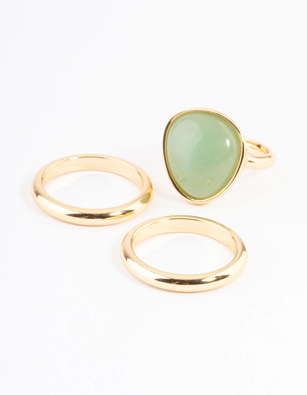 Gold Plated Green Adventurine Teardrop Stack Ring