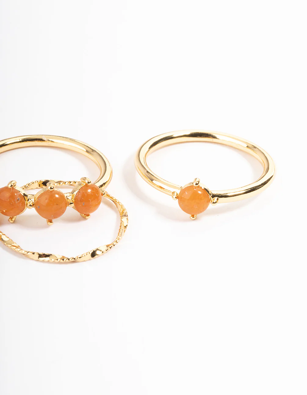Gold Plated Orange Triangle Round Stack Ring - Image 2