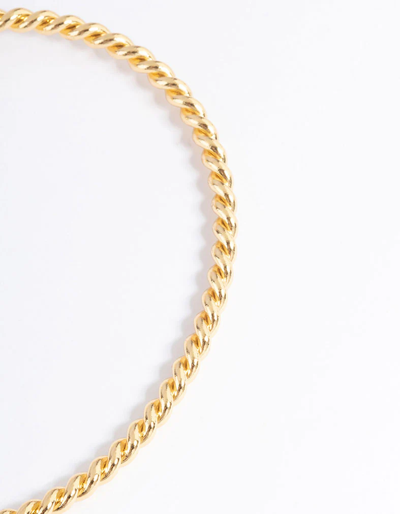 Gold Plated Black Onyx Twisted Cuff Bracelet - Image 3
