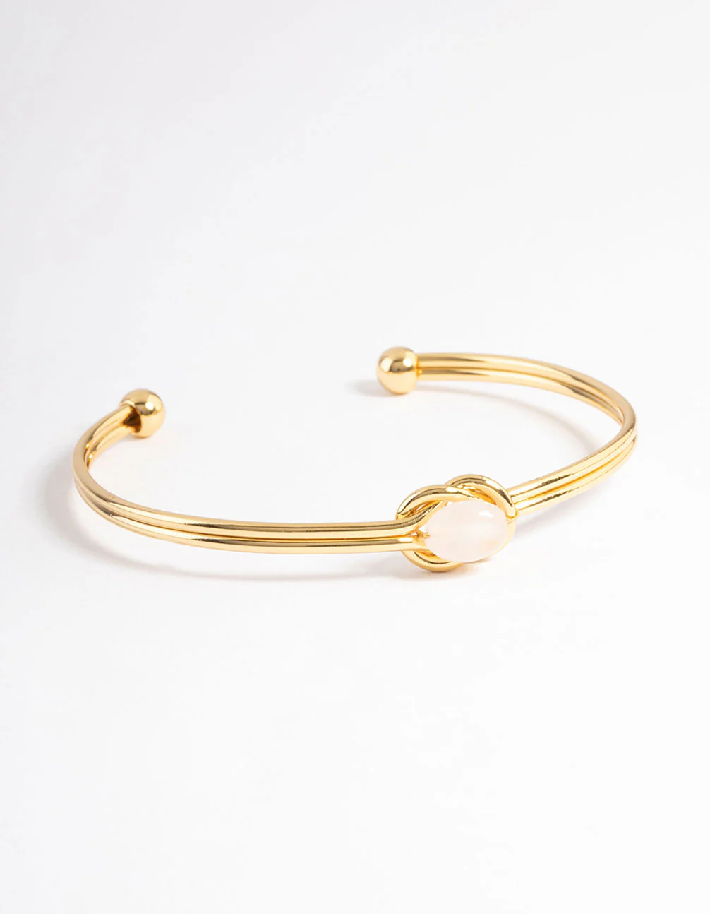 Gold Plated Rose Quartz Knot Cuff Bracelet