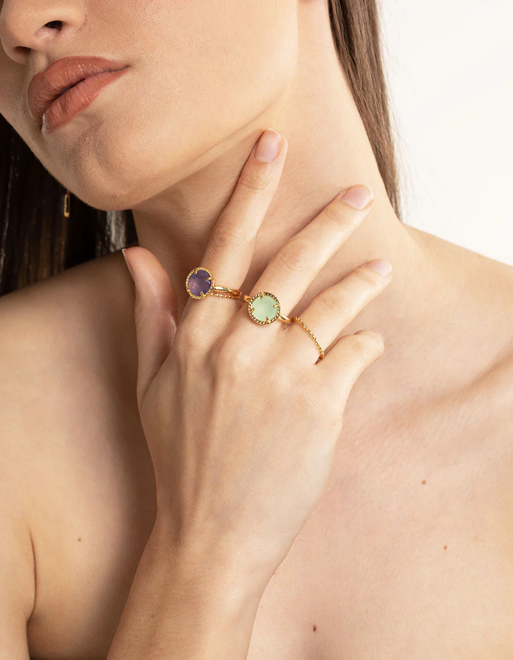 Gold Plated Semi Precious Stone Ring Stack Pack - Image 2