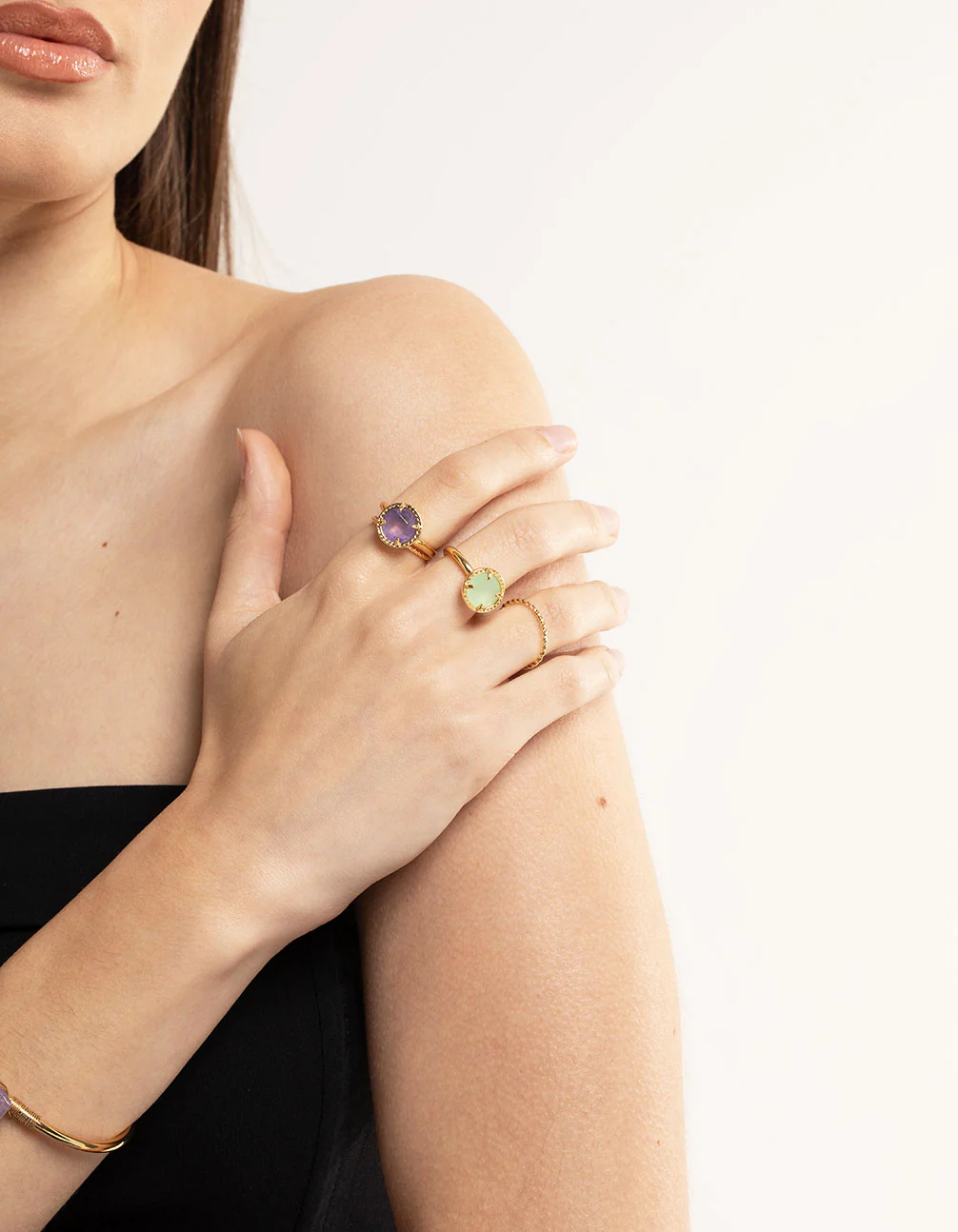 Gold Plated Semi Precious Stone Ring Stack Pack - Image 3