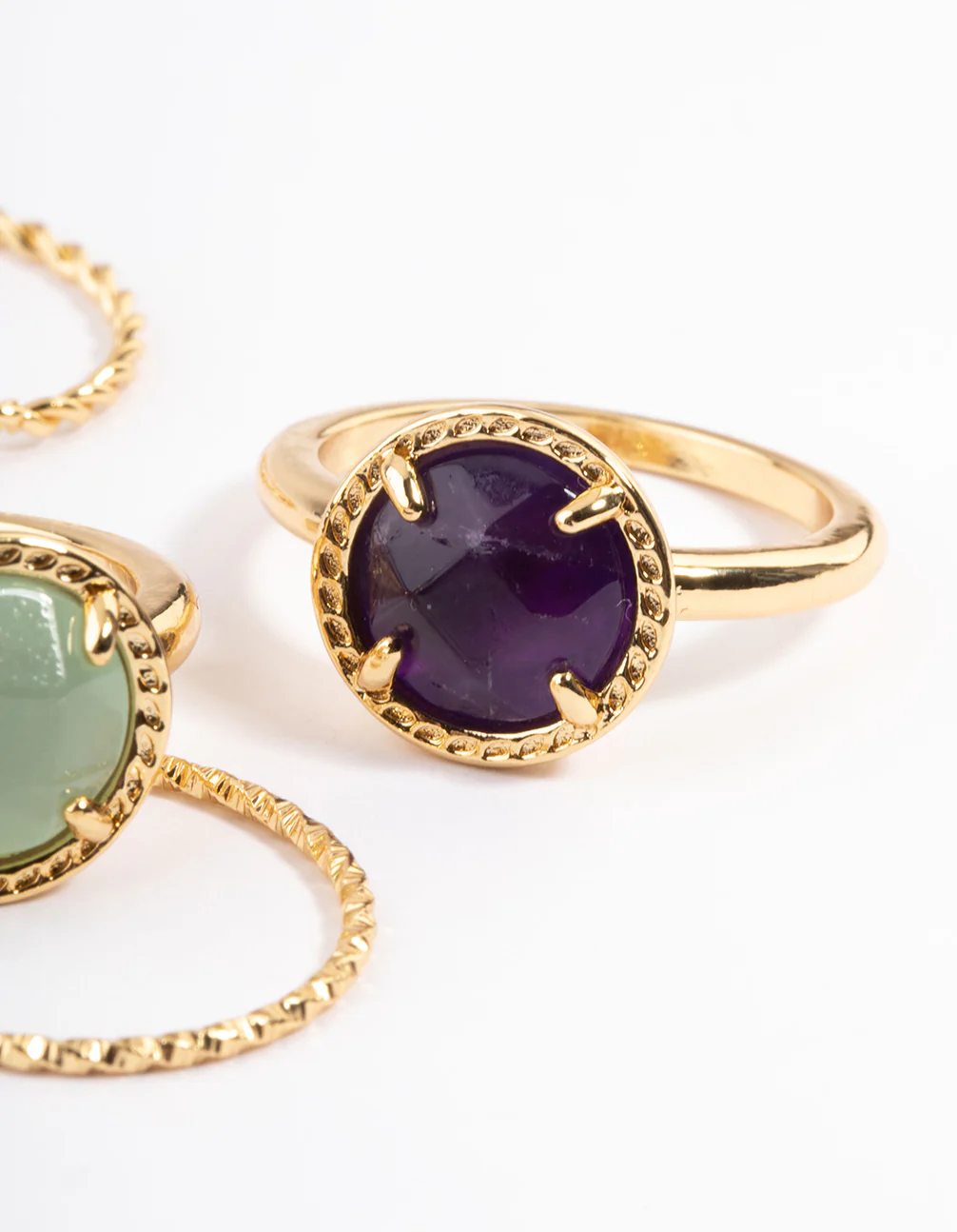 Gold Plated Semi Precious Stone Ring Stack Pack - Image 4