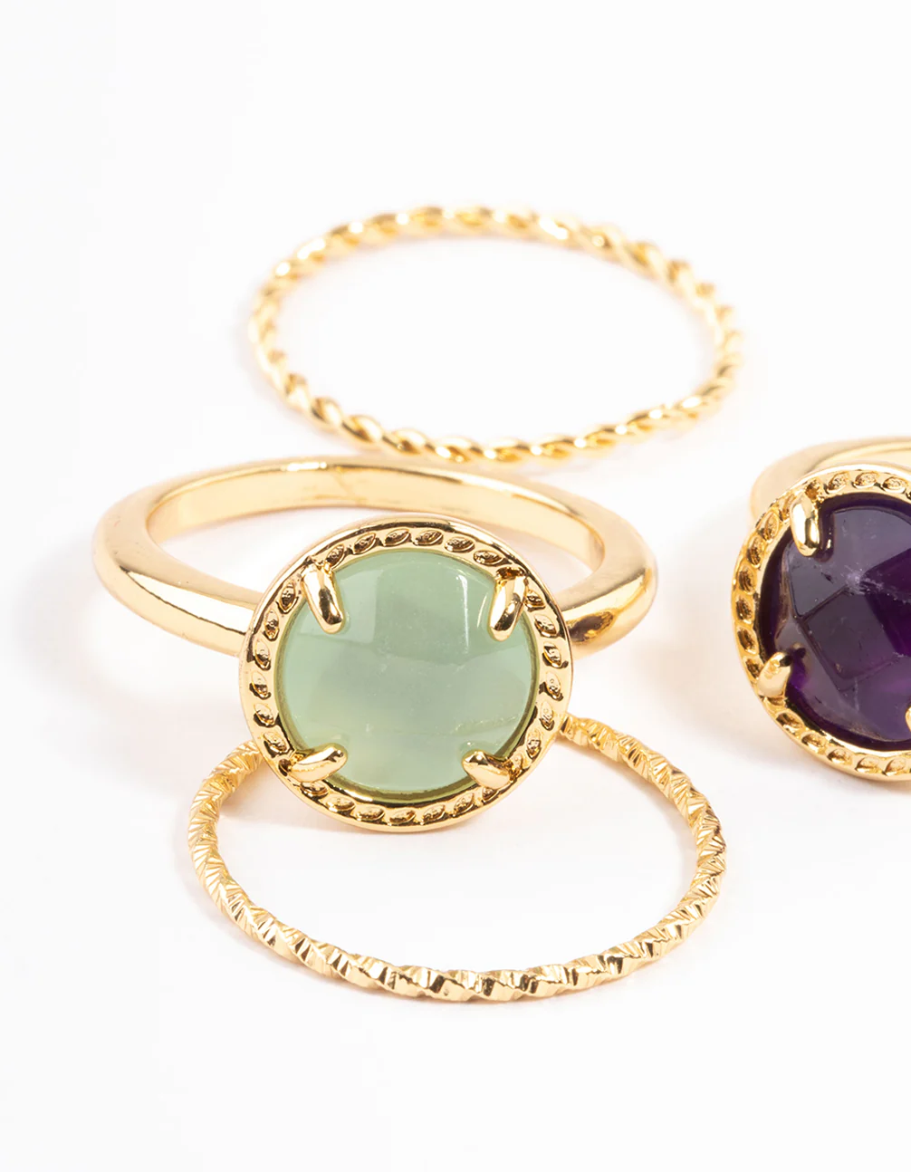 Gold Plated Semi Precious Stone Ring Stack Pack - Image 5
