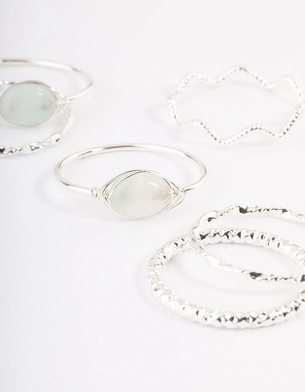 Silver Plated Green Fluorite Nest Stack Ring - Image 2