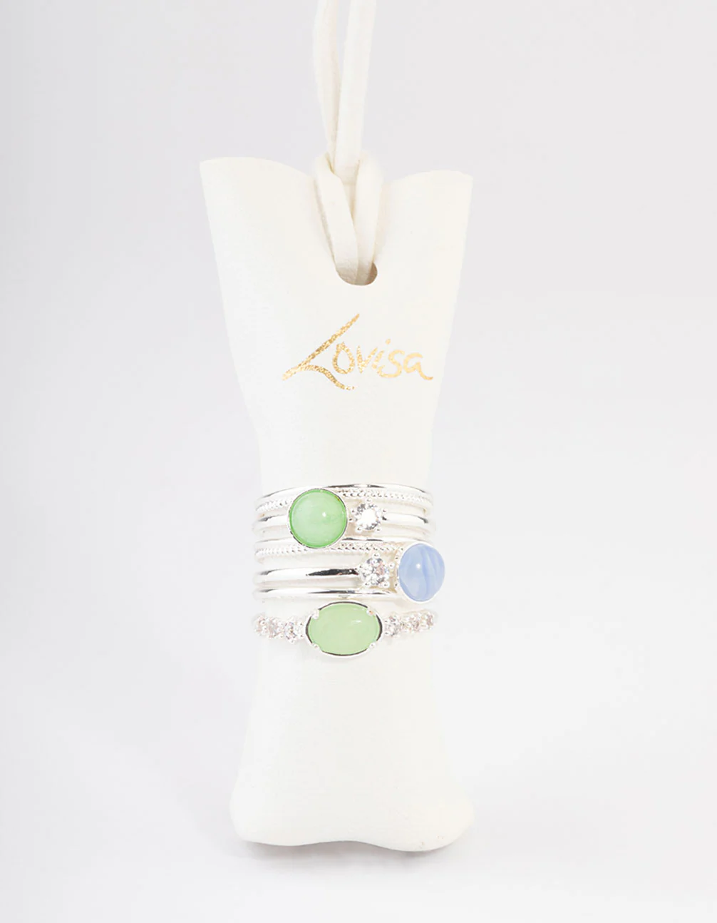 Silver Plated Cubic Zirconia Textured Stack Ring - Image 3
