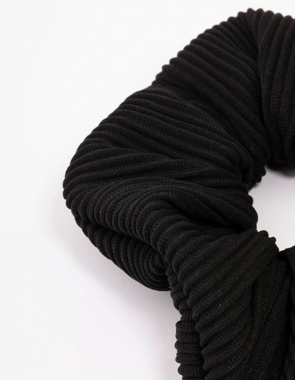 Black Ribbed Hair Scrunchie - Image 2