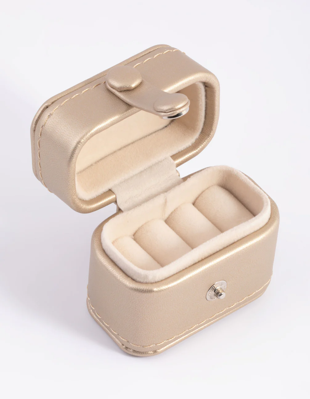 Small Gold Faux Leather Ring Box - Image 2