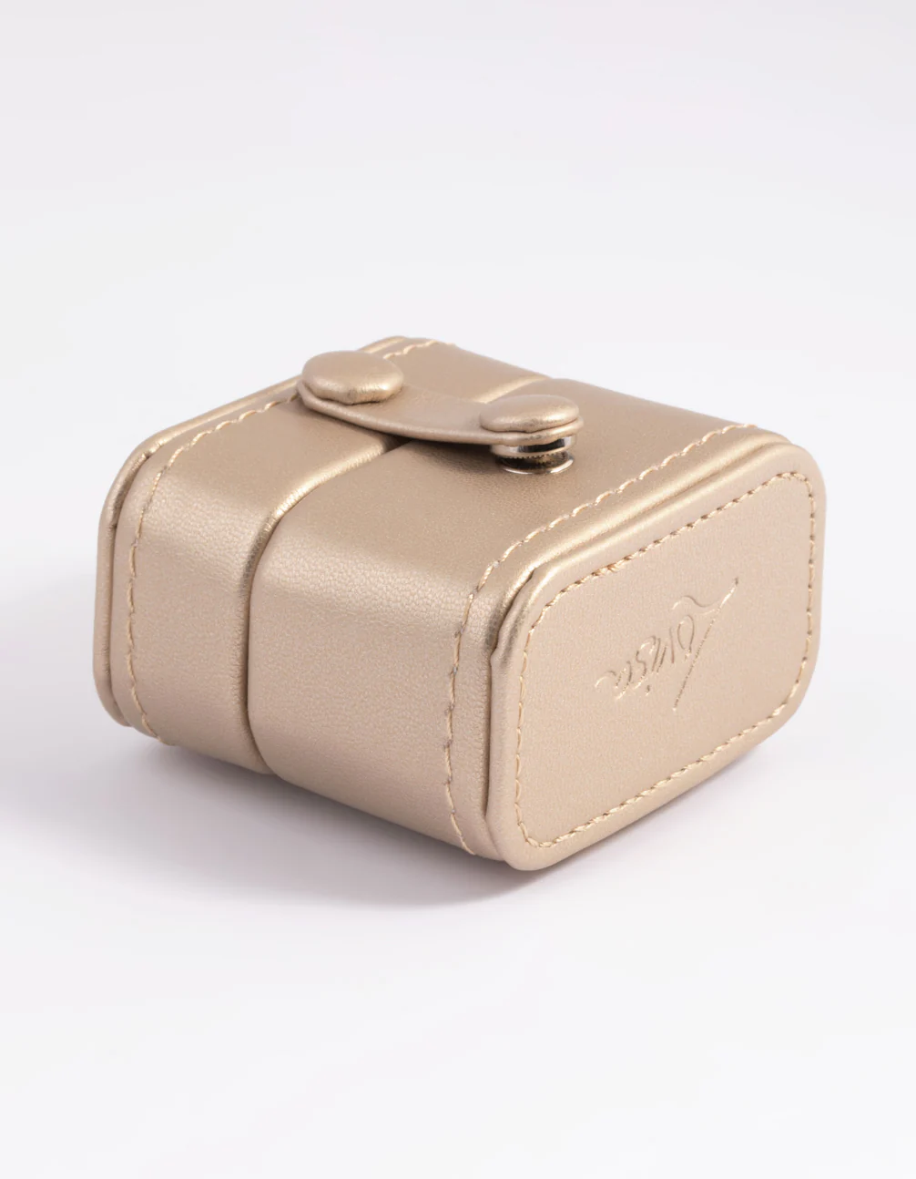 Small Gold Faux Leather Ring Box - Image 3