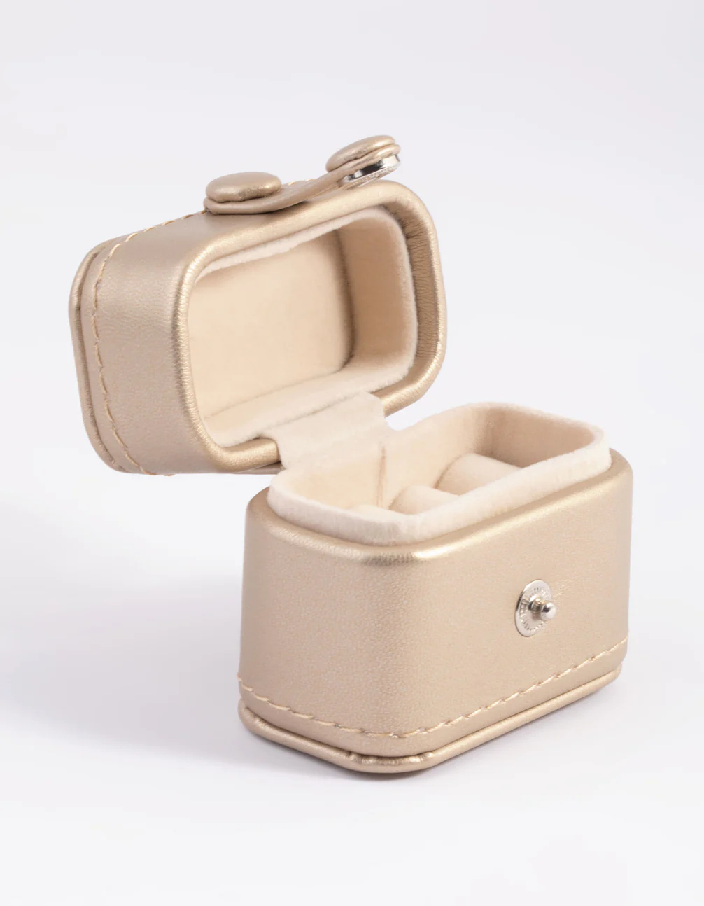 Small Gold Faux Leather Ring Box - Image 4
