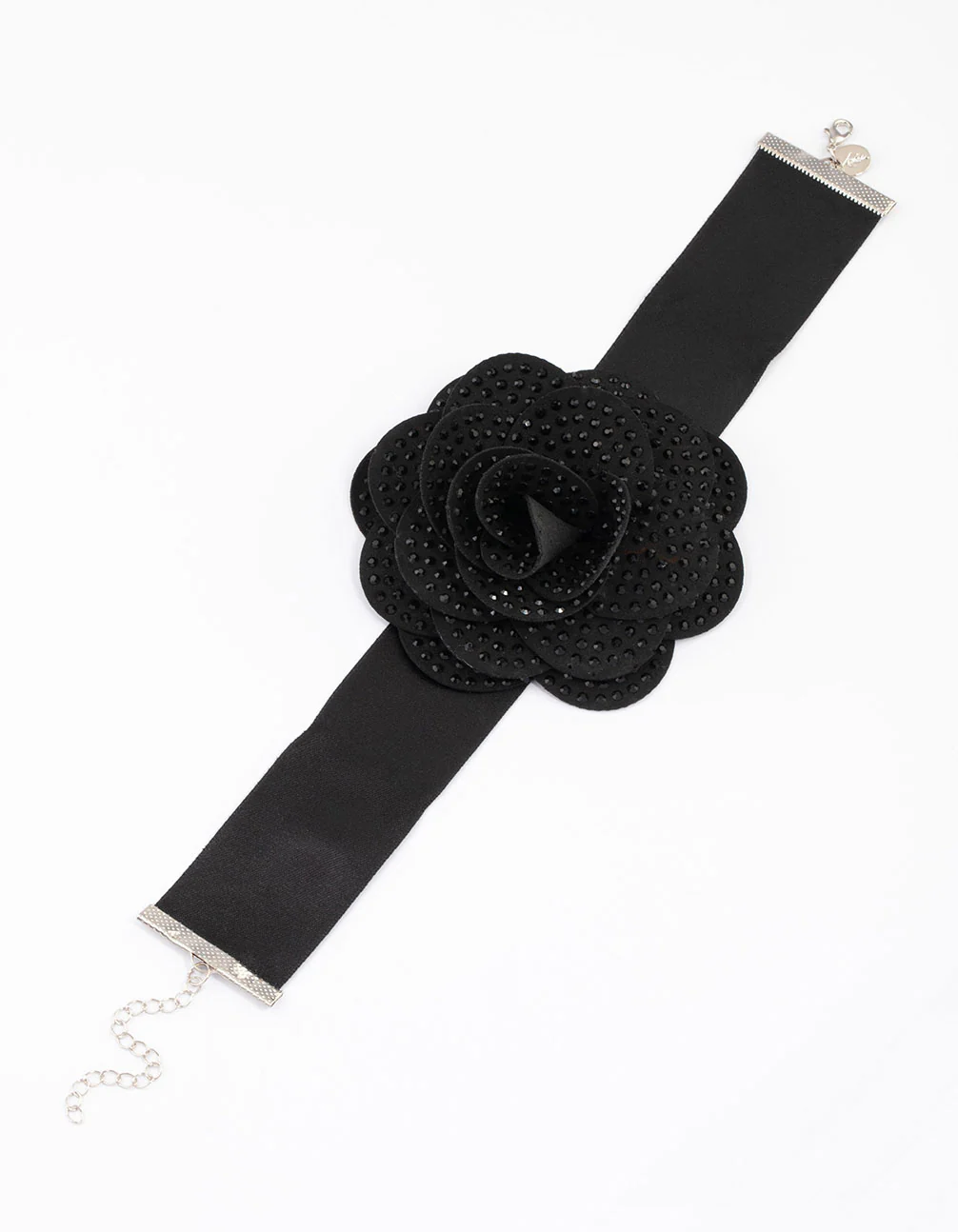 Black Crystal Statement Flower Choker - Image 2