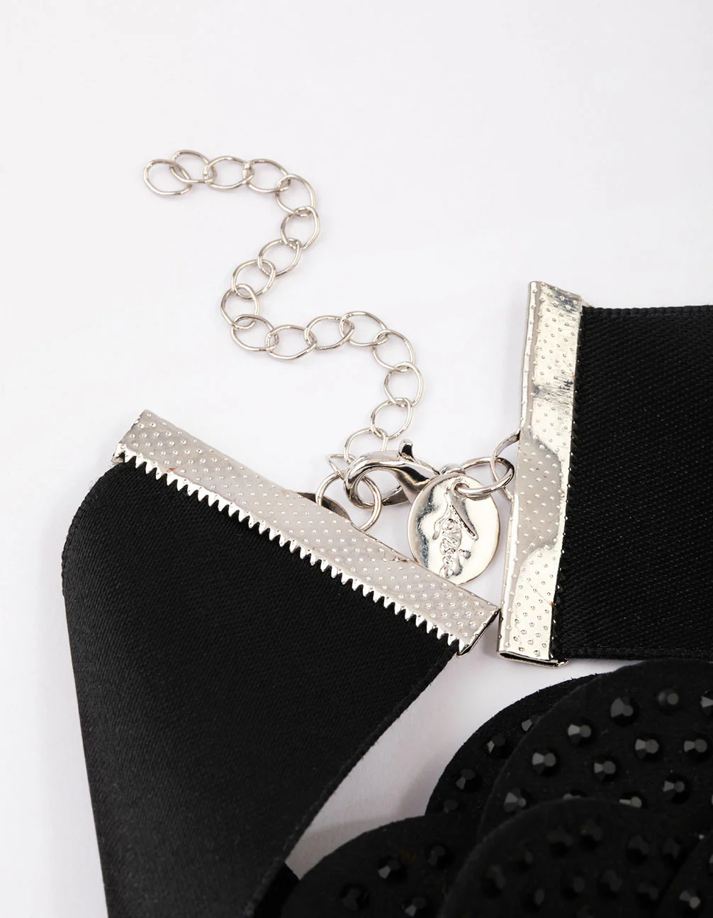 Black Crystal Statement Flower Choker - Image 3