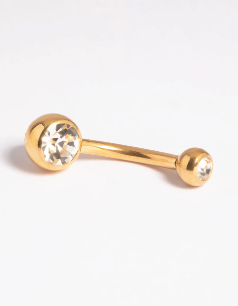 Gold Plated Titanium Threadless Bezel Belly Bar - Image 2
