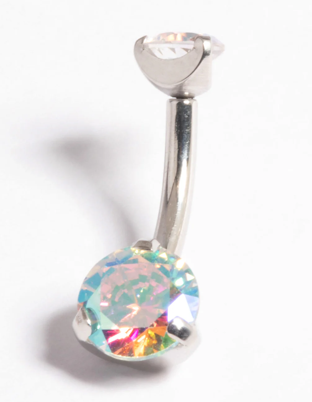 Platinum Plated Titanium Threadless Iridescent Belly Bar - Image 2