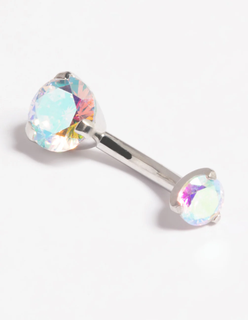 Platinum Plated Titanium Threadless Iridescent Belly Bar - Image 3