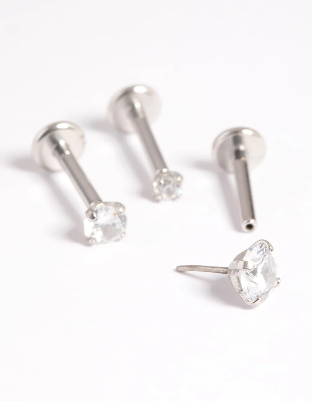 Platinum Plated Titanium Threadless Cubic Zirconia Flat Back Pack - Image 3