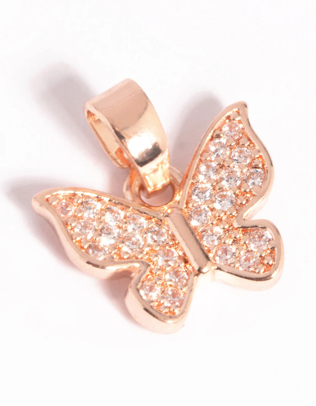 Rose Gold Plated Butterfly Charm with Cubic Zirconia