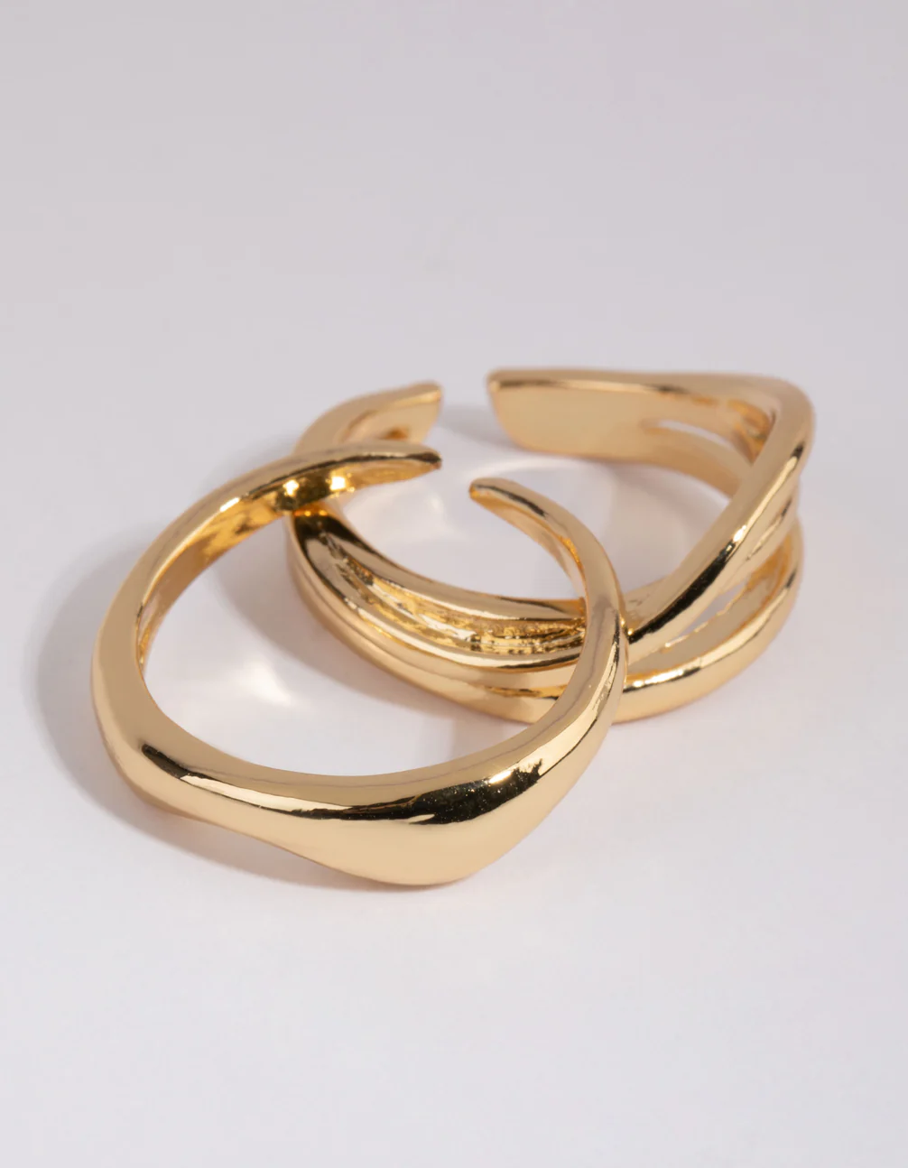 Gold Plated Adjustable Wave Ring Pack - Image 2