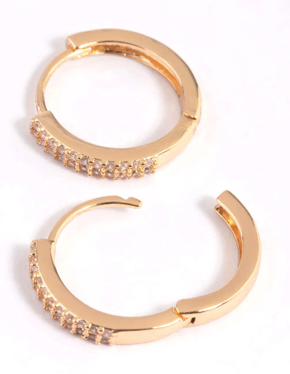 Gold Plated Cubic Zirconia Small Huggie Hoop Earrings - Image 2
