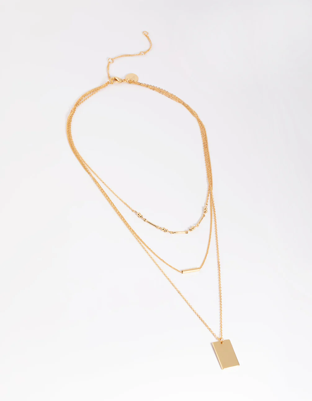 Gold Plated Rectangular Layered Necklace - Image 4