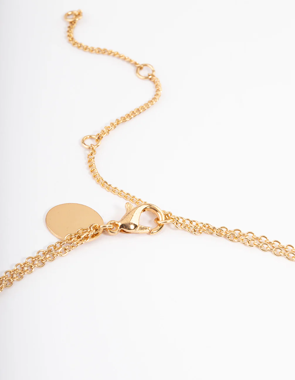 Gold Plated Disc & Cross Two Layered Necklace - Image 3