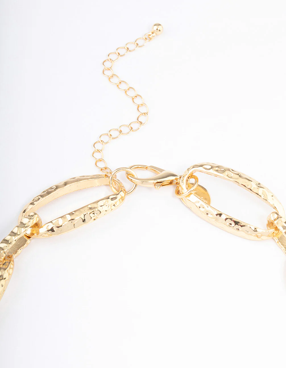 Gold Plated Large Hammered Oval Link Necklace - Image 3