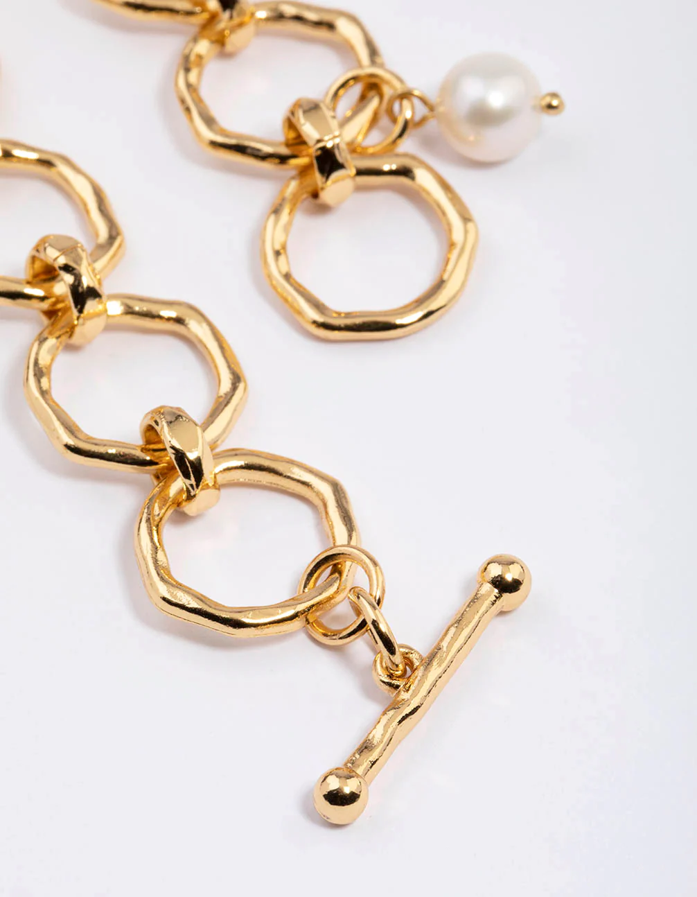 Gold Plated Molten Open Chain Freshwater Pearl Bracelet - Image 3