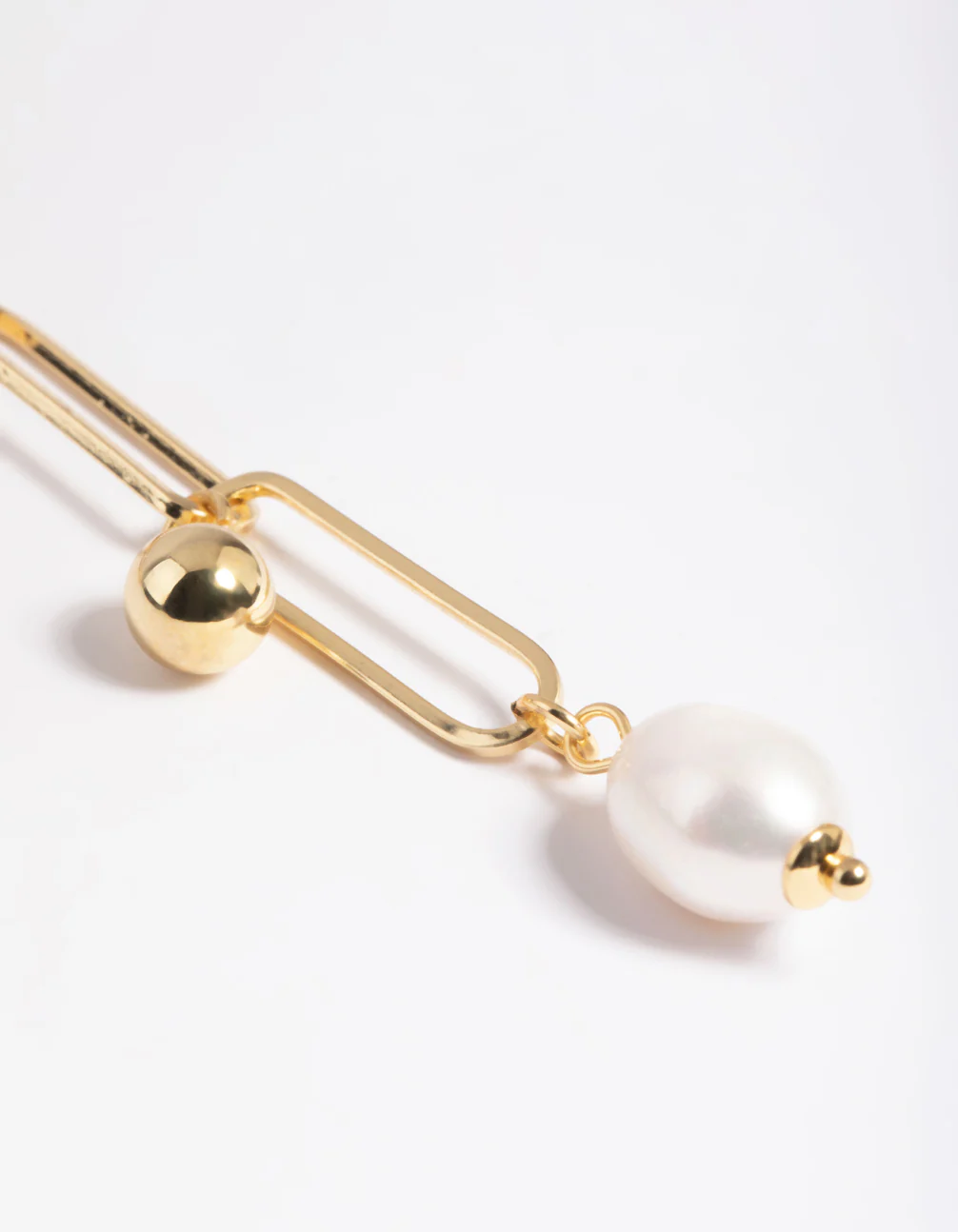 Gold Plated Freshwater Pearl Lariat Necklace - Image 4