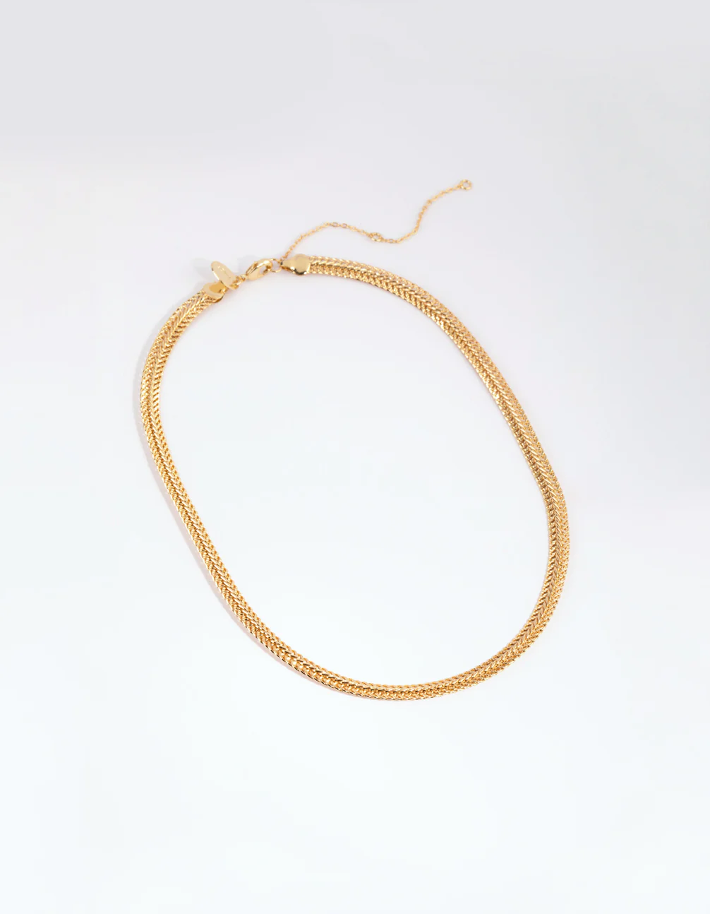 Gold Plated Textured Flat Chain Necklace - Image 2