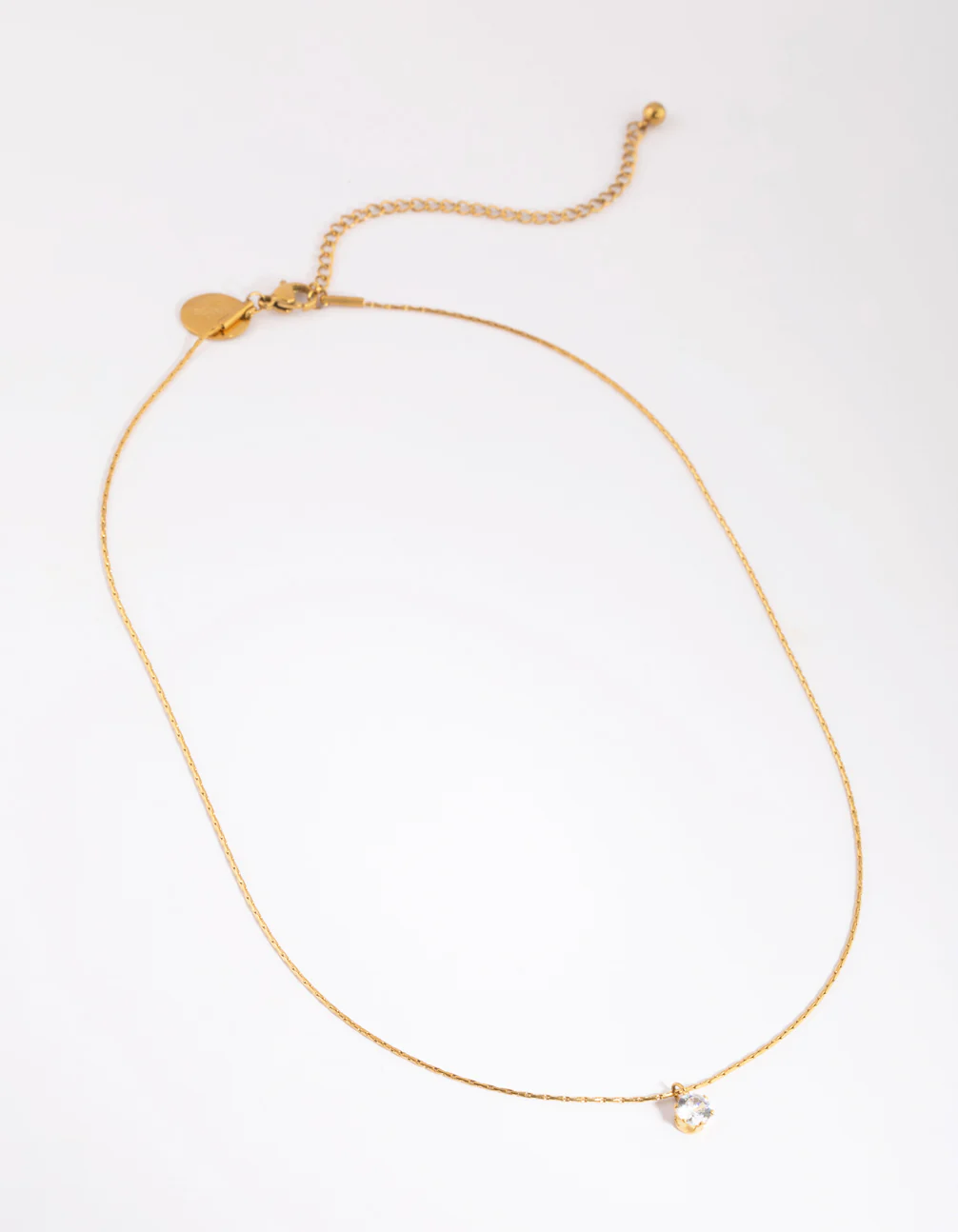 Waterproof Gold Plated Stainless Steel Diamante Necklace - Image 2