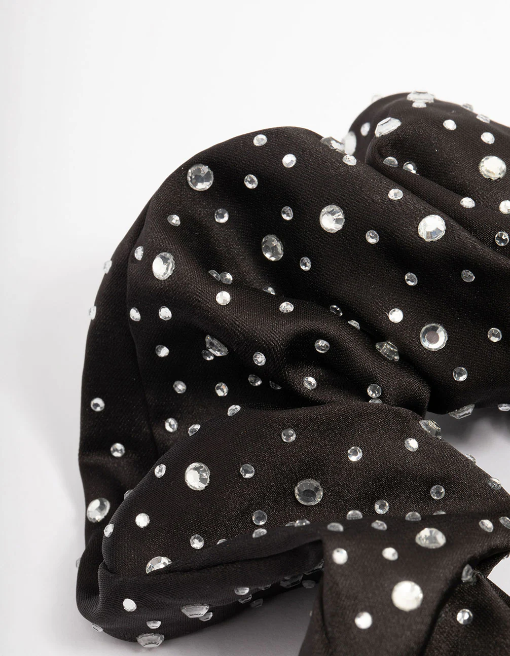 Fabric Black Large Diamante Scrunchie - Image 3