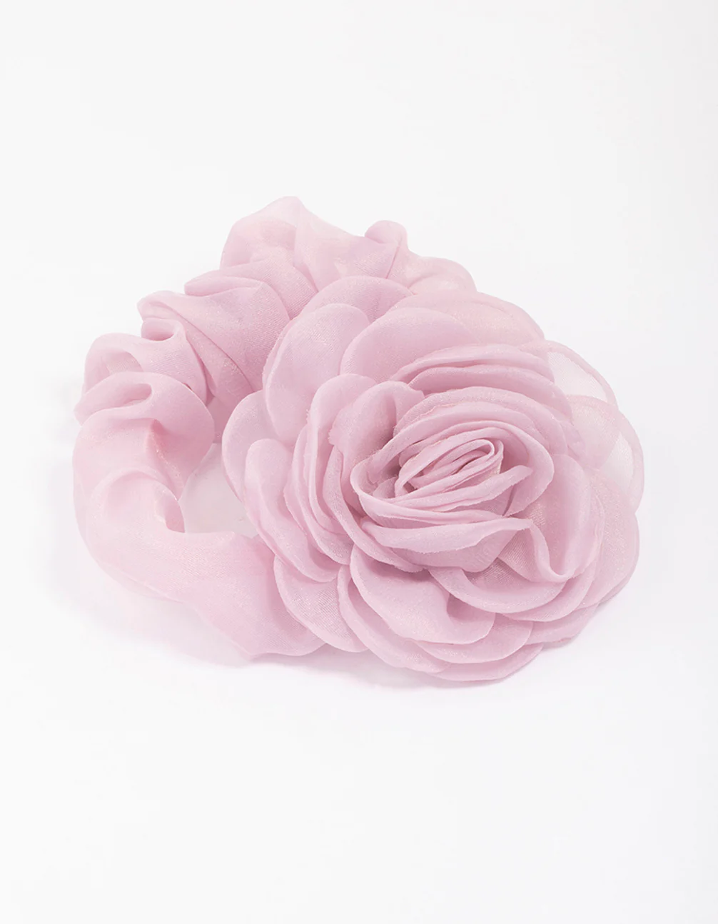 Purple Fabric Chiffon Flower Hair Scrunchie
