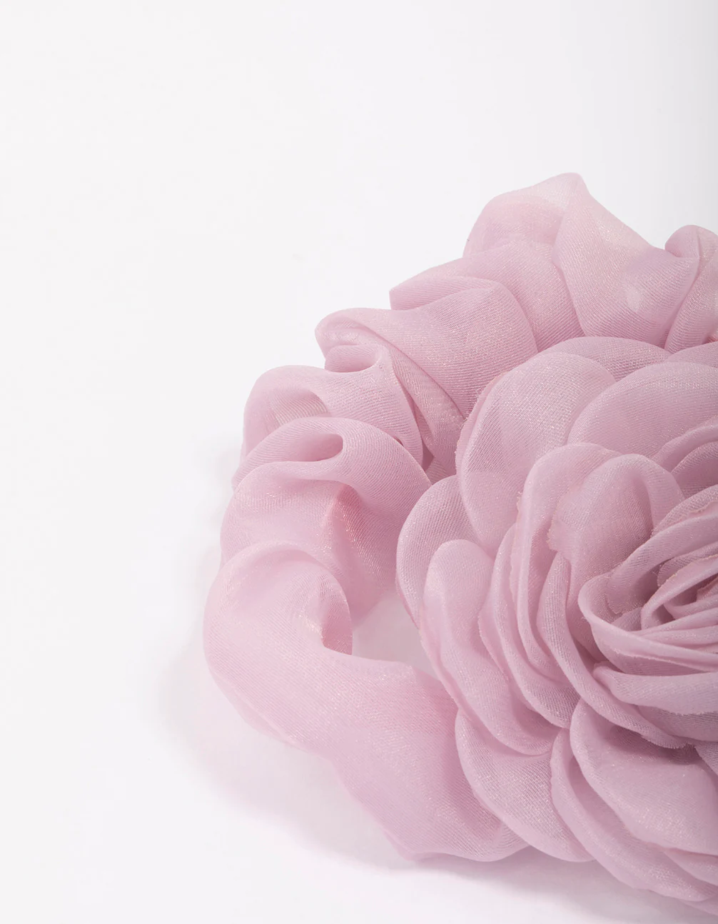 Purple Fabric Chiffon Flower Hair Scrunchie - Image 3