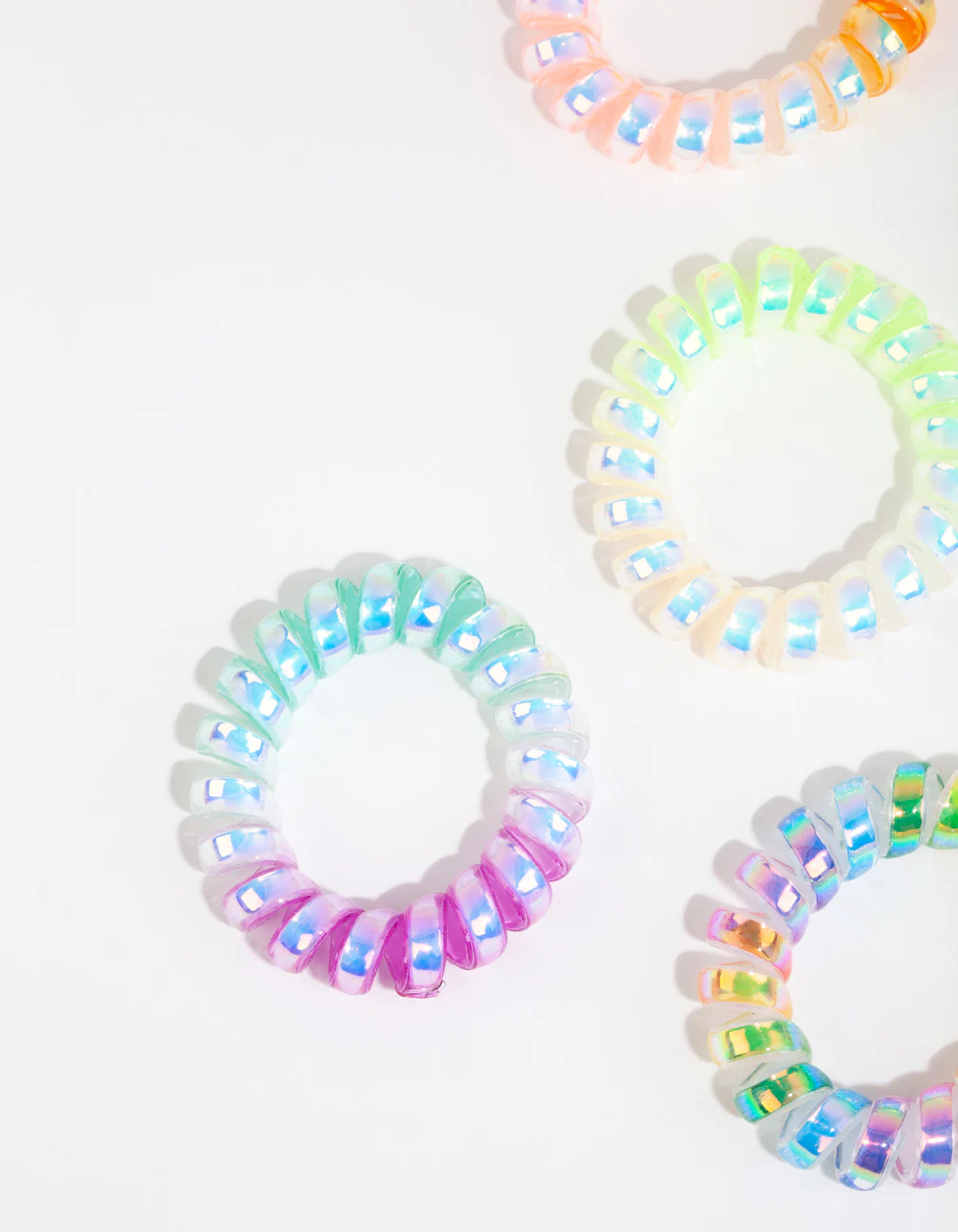 Kids Plastic Ombre Spiral Hair Ties & Pouch - Image 2